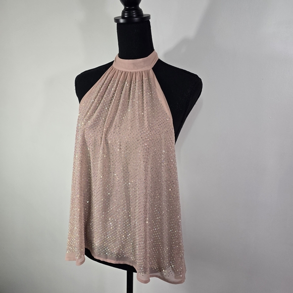 Anthropologie Pink Rhinestone Halter Top NWT Size S/M - Picture 8 of 13